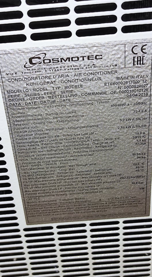 Industrial | Commercial | Cabinet Air Conditioner ETE6002617000 1Z | Brand New |