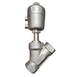 KANGFENG Pneumatic Angle Seat Valve 316L Stainless Steel, DN40, DN25, Normally Closed, with Silencer, for Steam, Water, and Chemicals